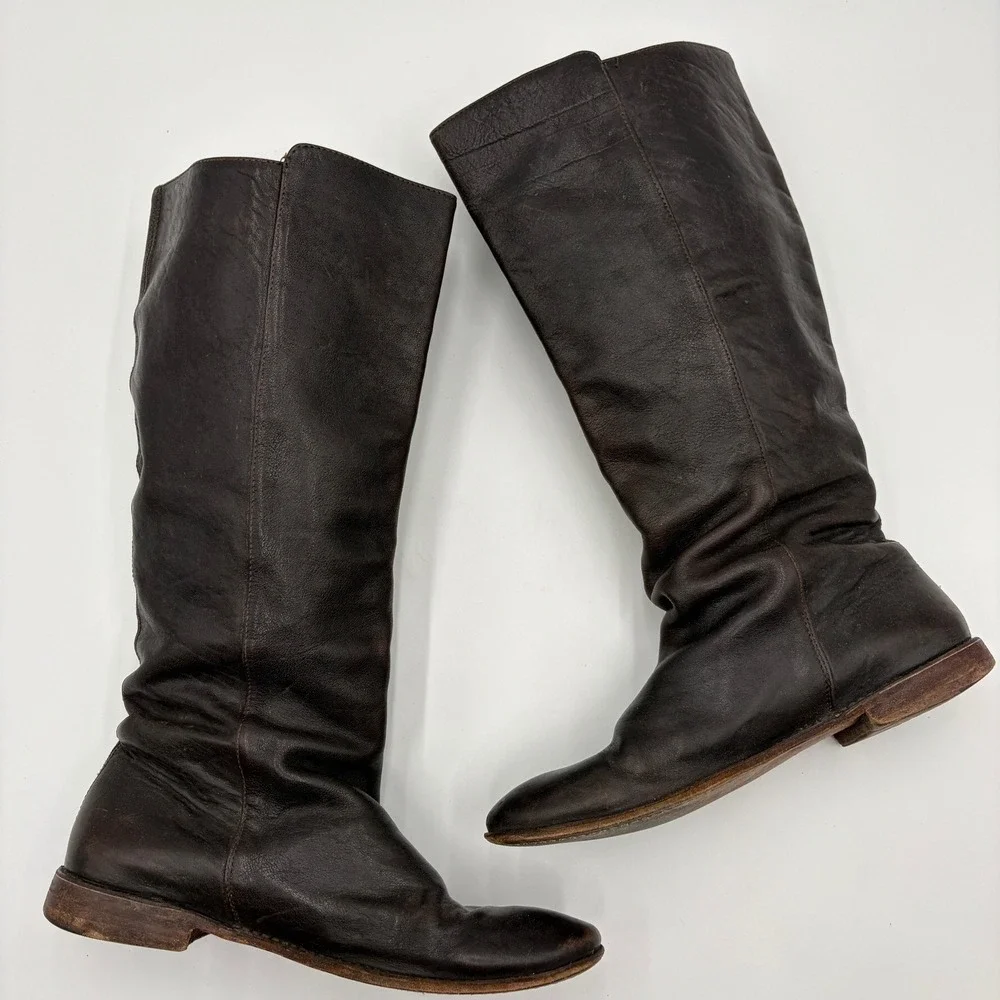 Frye Paige Buckle Tall Riding Leather Boots Women 10 Equestrian Old Money Preppy